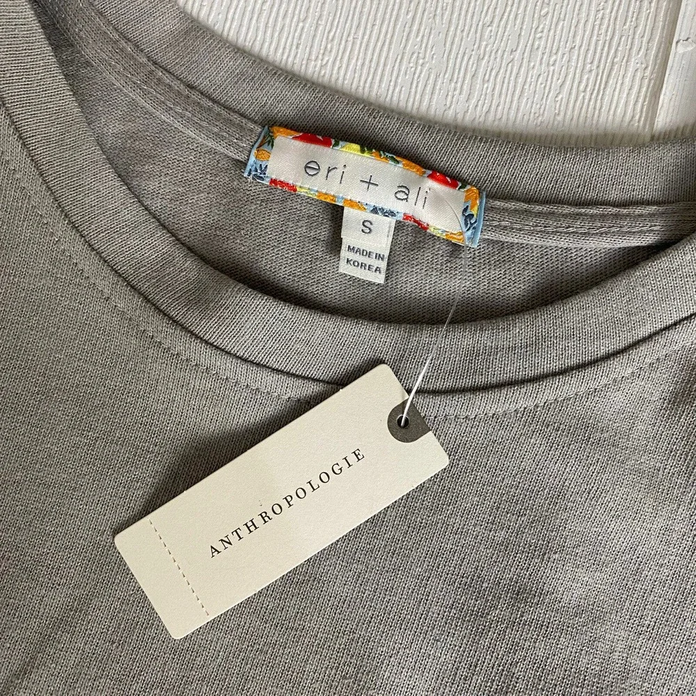 Anthropologie Eri + Ali NWT Taupe Long Sleeve Cotton Blouse Size Small. - Picture 8 of 11